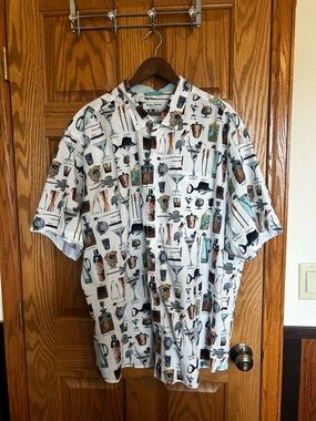 DXL Tommy Bahama 2XLB  Nova Wave men’s Short-Sleeve Cocktail Print button down
